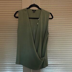 Halogen Sage Green Sleeveless Wrap Blouse
